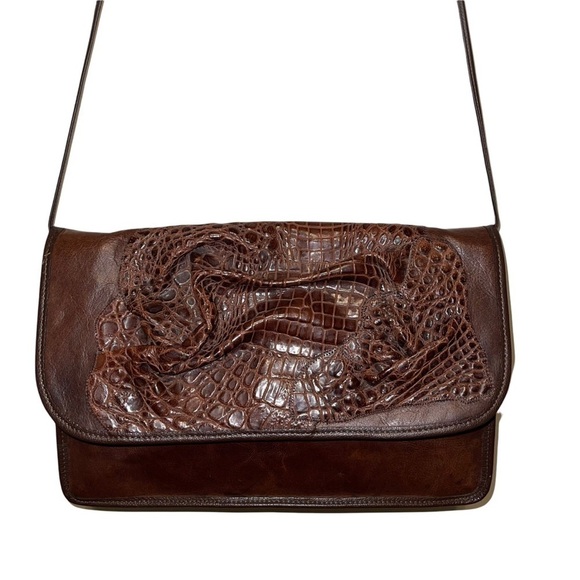 Carlos Falchi Alligator Brown Leather Bag